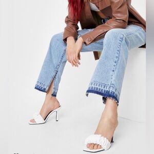 Faux leather ruched heeled mules